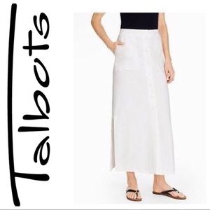 Price⬇️$39 Talbots White Maxi Linen Button Skirt
